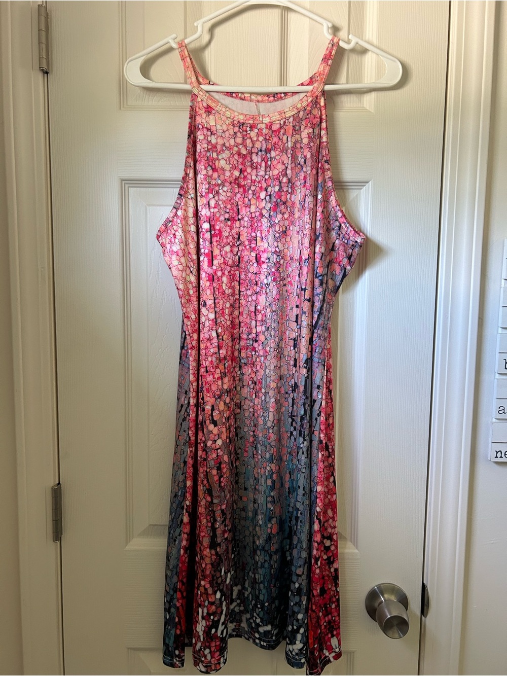 Pink Patterned Halter Sundress